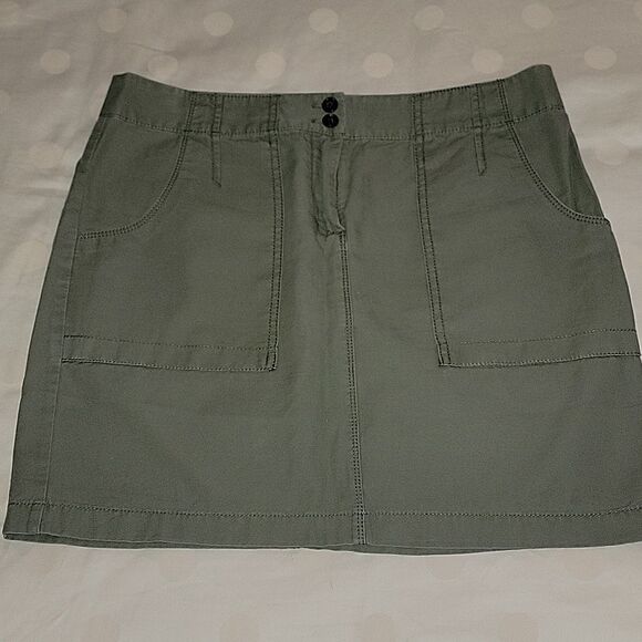 Ann Taylor Cotton/Linen Army Green Cargo Skirt - Picture 6 of 14